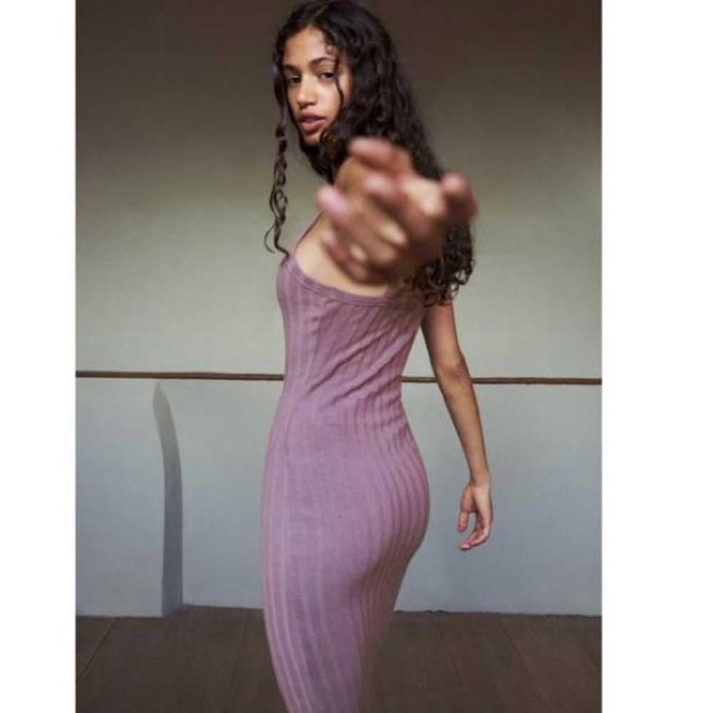 Zara dusty purple ribbed dress, XS🔥